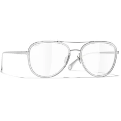 Chanel - Pilot Sunglasses - Silver Transparent - Eyewear - Avvenice