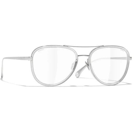 Chanel - Pilot Sunglasses - Silver Transparent - Eyewear - Avvenice