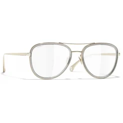 Chanel - Pilot Sunglasses - Gold Gray Transparent - Eyewear - Avvenice