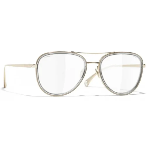 Chanel - Pilot Sunglasses - Gold Gray Transparent - Eyewear - Avvenice