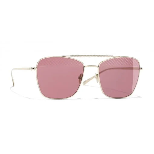 Chanel - Pilot Sunglasses - Gold Burgundy - Eyewear - Avvenice^ Sunglasses & Eyewear