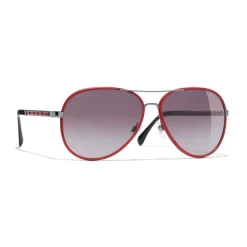 Chanel - Pilot Sunglasses - Dark Silver Red - Eyewear - Avvenice^ Sunglasses & Eyewear