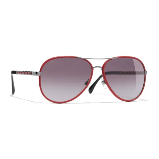 Chanel - Pilot Sunglasses - Dark Silver Red - Eyewear - Avvenice^ Sunglasses & Eyewear