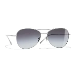 Chanel - Pilot Sunglasses - Silver Gray - Eyewear - Avvenice