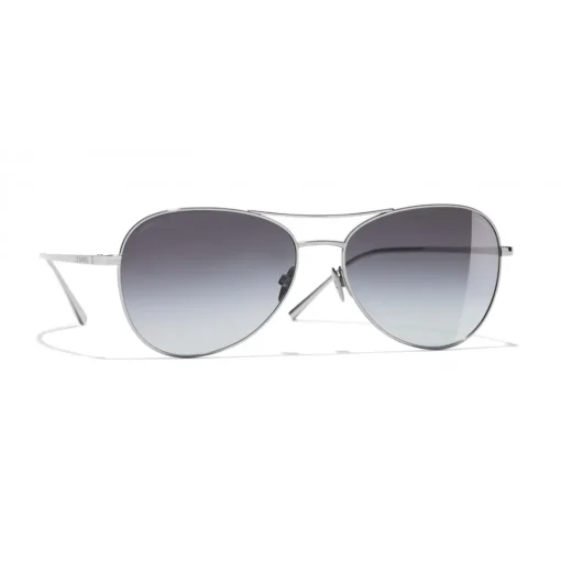 Chanel - Pilot Sunglasses - Silver Gray - Eyewear - Avvenice