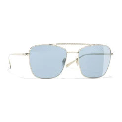 Chanel - Pilot Sunglasses - Gold Light Blue - Eyewear - Avvenice