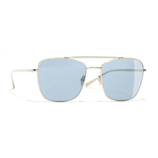 Chanel - Pilot Sunglasses - Gold Light Blue - Eyewear - Avvenice
