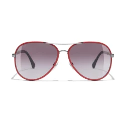 Chanel - Pilot Sunglasses - Dark Silver Red - Eyewear - Avvenice^ Sunglasses & Eyewear
