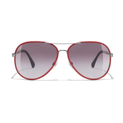 Chanel - Pilot Sunglasses - Dark Silver Red - Eyewear - Avvenice^ Sunglasses & Eyewear