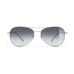 Chanel - Pilot Sunglasses - Silver Gray - Eyewear - Avvenice
