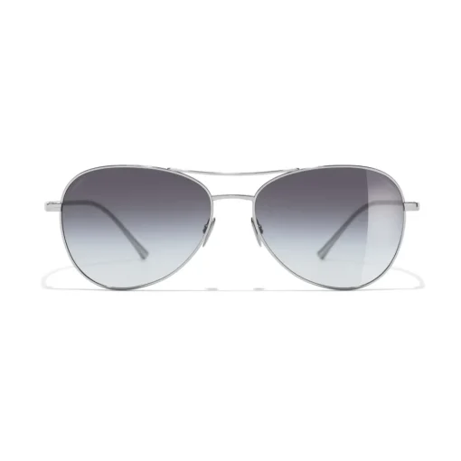 Chanel - Pilot Sunglasses - Silver Gray - Eyewear - Avvenice