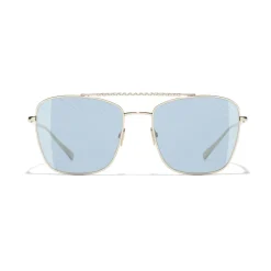 Chanel - Pilot Sunglasses - Gold Light Blue - Eyewear - Avvenice
