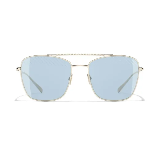 Chanel - Pilot Sunglasses - Gold Light Blue - Eyewear - Avvenice