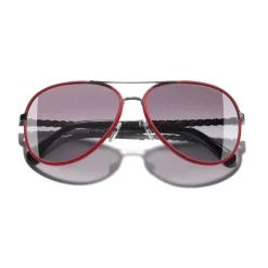 Chanel - Pilot Sunglasses - Dark Silver Red - Eyewear - Avvenice^ Sunglasses & Eyewear