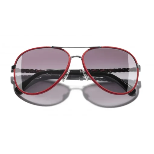 Chanel - Pilot Sunglasses - Dark Silver Red - Eyewear - Avvenice^ Sunglasses & Eyewear