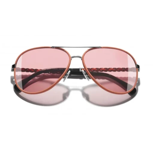 Chanel - Pilot Sunglasses - Dark Silver Orange - Eyewear - Avvenice