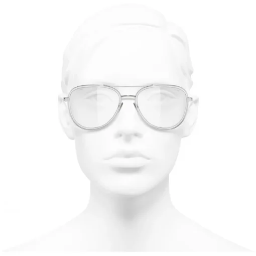 Chanel - Pilot Sunglasses - Silver Transparent - Eyewear - Avvenice