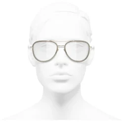 Chanel - Pilot Sunglasses - Gold Gray Transparent - Eyewear - Avvenice