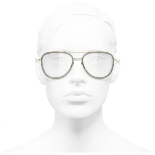 Chanel - Pilot Sunglasses - Gold Gray Transparent - Eyewear - Avvenice