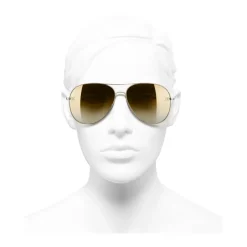 Chanel - Pilot Sunglasses - Gold Brown - Eyewear - Avvenice^ Sunglasses & Eyewear