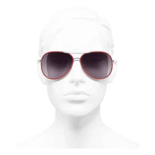Chanel - Pilot Sunglasses - Dark Silver Red - Eyewear - Avvenice^ Sunglasses & Eyewear