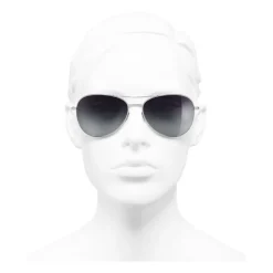 Chanel - Pilot Sunglasses - Silver Gray - Eyewear - Avvenice