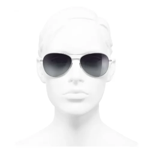 Chanel - Pilot Sunglasses - Silver Gray - Eyewear - Avvenice