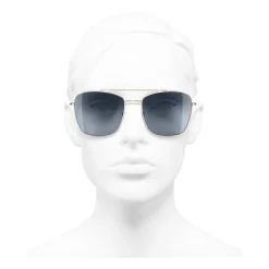 Chanel - Pilot Sunglasses - Gold Light Blue - Eyewear - Avvenice