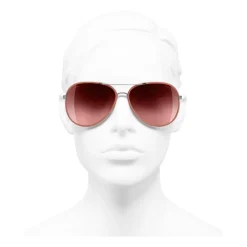 Chanel - Pilot Sunglasses - Dark Silver Orange - Eyewear - Avvenice