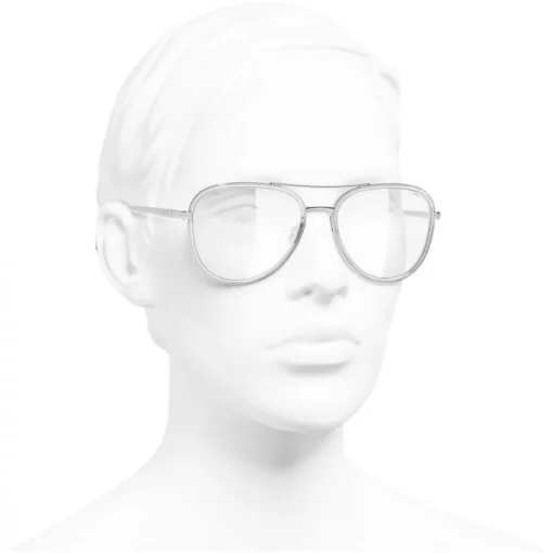 Chanel - Pilot Sunglasses - Silver Transparent - Eyewear - Avvenice