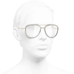 Chanel - Pilot Sunglasses - Gold Gray Transparent - Eyewear - Avvenice
