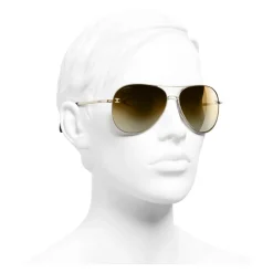 Chanel - Pilot Sunglasses - Gold Brown - Eyewear - Avvenice^ Sunglasses & Eyewear