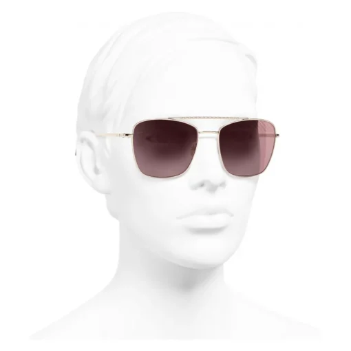 Chanel - Pilot Sunglasses - Gold Burgundy - Eyewear - Avvenice^ Sunglasses & Eyewear