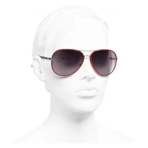 Chanel - Pilot Sunglasses - Dark Silver Red - Eyewear - Avvenice^ Sunglasses & Eyewear