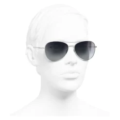 Chanel - Pilot Sunglasses - Silver Gray - Eyewear - Avvenice