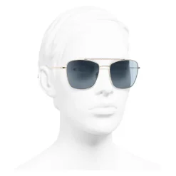 Chanel - Pilot Sunglasses - Gold Light Blue - Eyewear - Avvenice