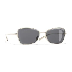 Chanel - Rectangle Sunglasses - Gold Gray - Eyewear - Avvenice