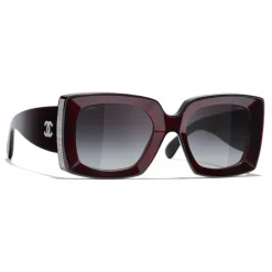 Chanel - Rectangle Sunglasses - Dark Burgundy Gray - Eyewear - Avvenice