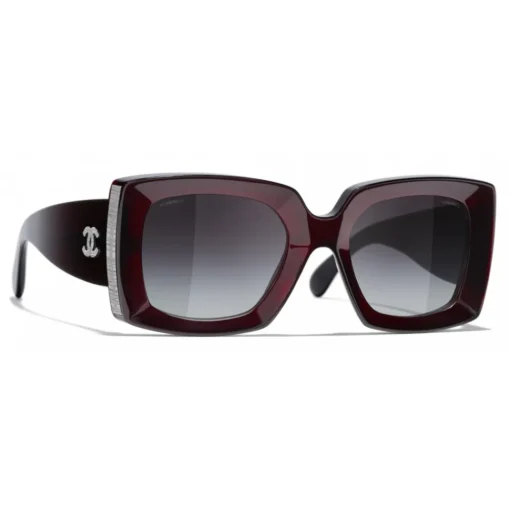 Chanel - Rectangle Sunglasses - Dark Burgundy Gray - Eyewear - Avvenice