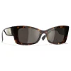 Chanel - Rectangle Sunglasses - Dark Tortoise White Gold - Eyewear - Avvenice