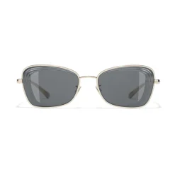 Chanel - Rectangle Sunglasses - Gold Gray - Eyewear - Avvenice