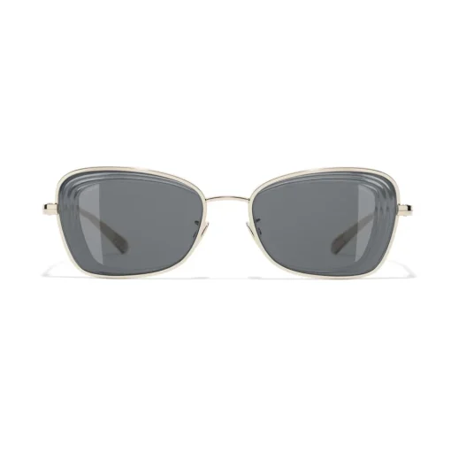 Chanel - Rectangle Sunglasses - Gold Gray - Eyewear - Avvenice
