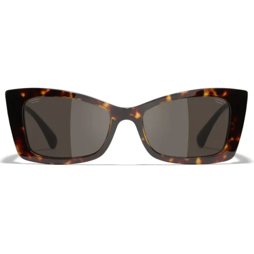 Chanel - Rectangle Sunglasses - Dark Tortoise White Gold - Eyewear - Avvenice