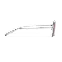 Chanel - Rectangle Sunglasses - Silver Burgundy - Eyewear - Avvenice