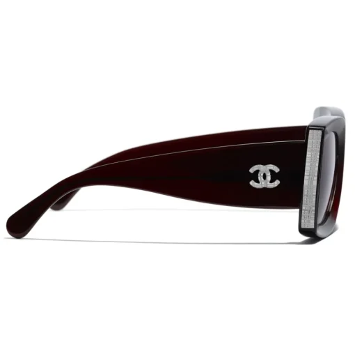 Chanel - Rectangle Sunglasses - Dark Burgundy Gray - Eyewear - Avvenice