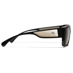 Chanel - Rectangle Sunglasses - Dark Tortoise White Gold - Eyewear - Avvenice