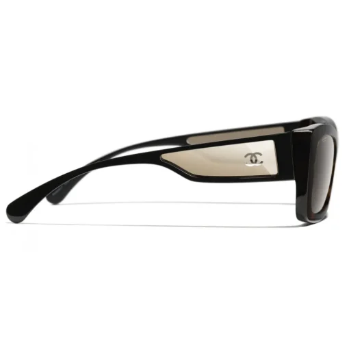 Chanel - Rectangle Sunglasses - Dark Tortoise White Gold - Eyewear - Avvenice