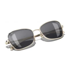 Chanel - Rectangle Sunglasses - Gold Gray - Eyewear - Avvenice
