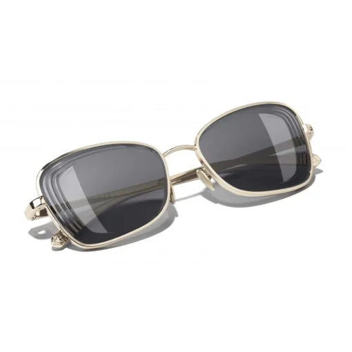 Chanel - Rectangle Sunglasses - Gold Gray - Eyewear - Avvenice