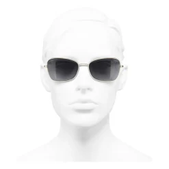 Chanel - Rectangle Sunglasses - Gold Gray - Eyewear - Avvenice